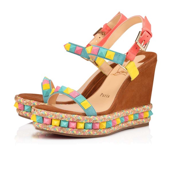 Christian Louboutin mm Brown Velours Wedges outlet, Louboutin sale